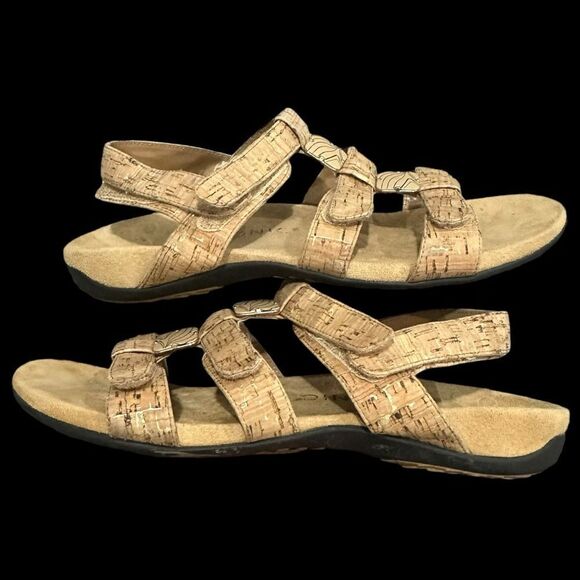 Vionic Amber 44 Orthaheel Women's Sandals Sz 10 US Gold Comfort Cork Shoes 42 EU - Picture 1 of 8